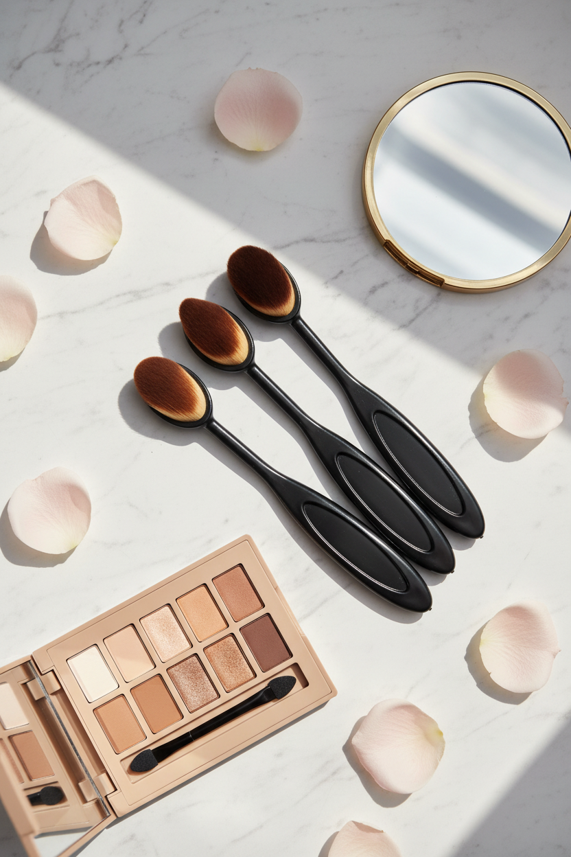 Synthetic All-in-1 Oval Brush – Flawless Blending for Foundation, Contour & Powder Makeup